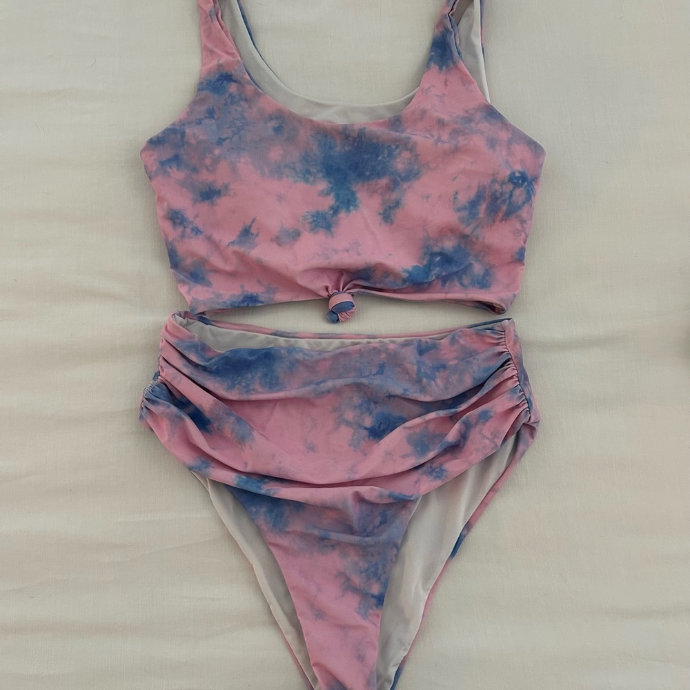 Pink and Blue Tie-Dye Bikini Set